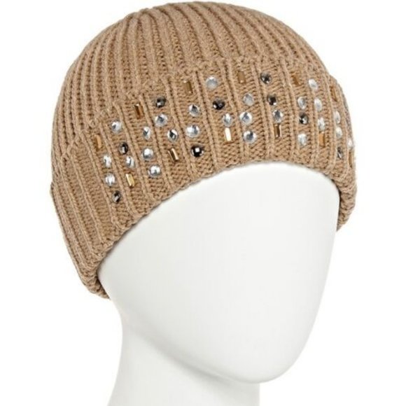 Mixit Women's Jeweled Cuffed Beanie Hat Solid One Size NEW - Picture 2 of 4